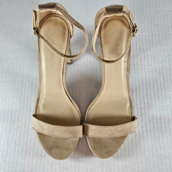Wild Diva Lounge Nude Sandal With Wrapped Block Heel & Ankle Strap Size 8.5 - Picture 9 of 10